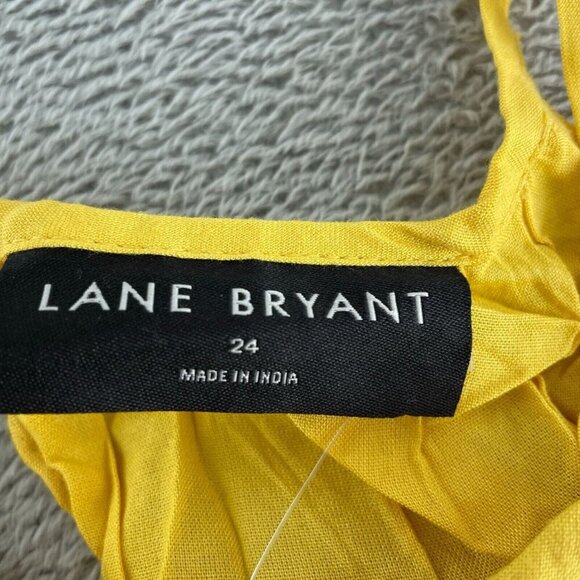 Lane Bryant Tiered Yellow Pink Blue Crinkled Tank Top Size 24 NWT 5588 - Picture 3 of 10